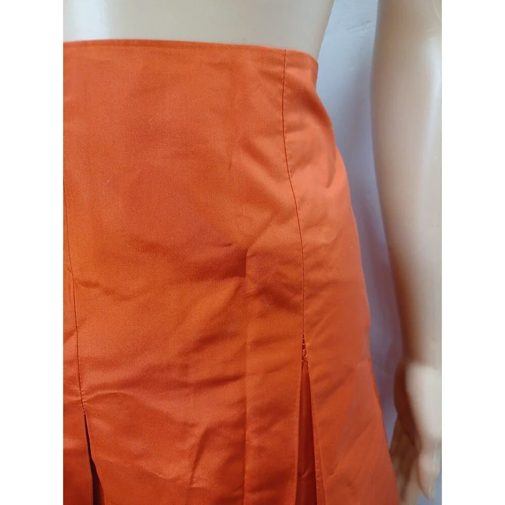 Michael Kors 100% Womens Skirt Pleated Orange Rust Sz 12